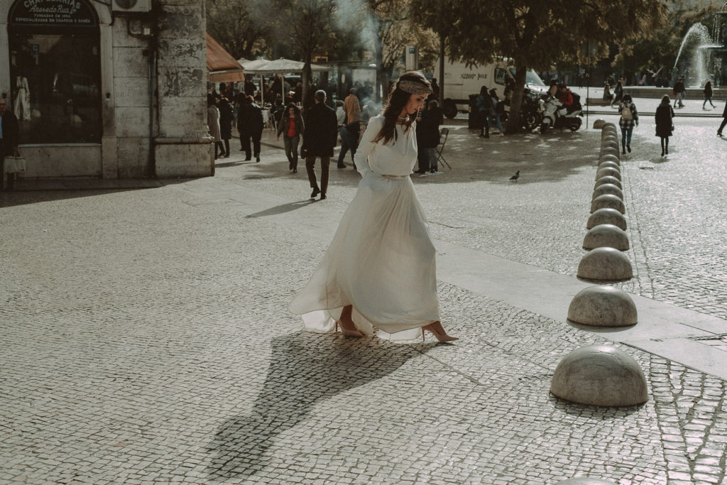 bride at baixa lisbon - bride inspiration wedding photographer