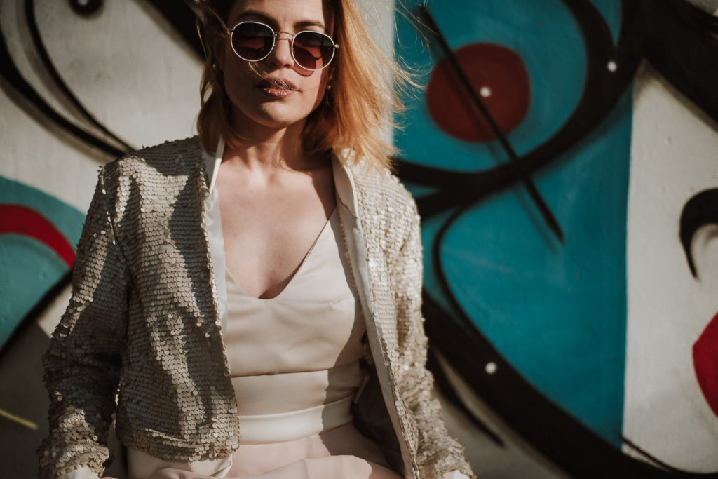 colourful grafiti and pink dress bride - brides inspiration wedding photographer