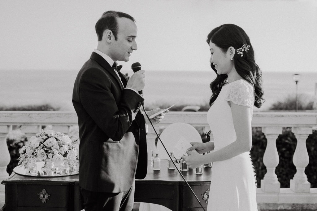 destination wedding cascais - bride and groom during ceremony
