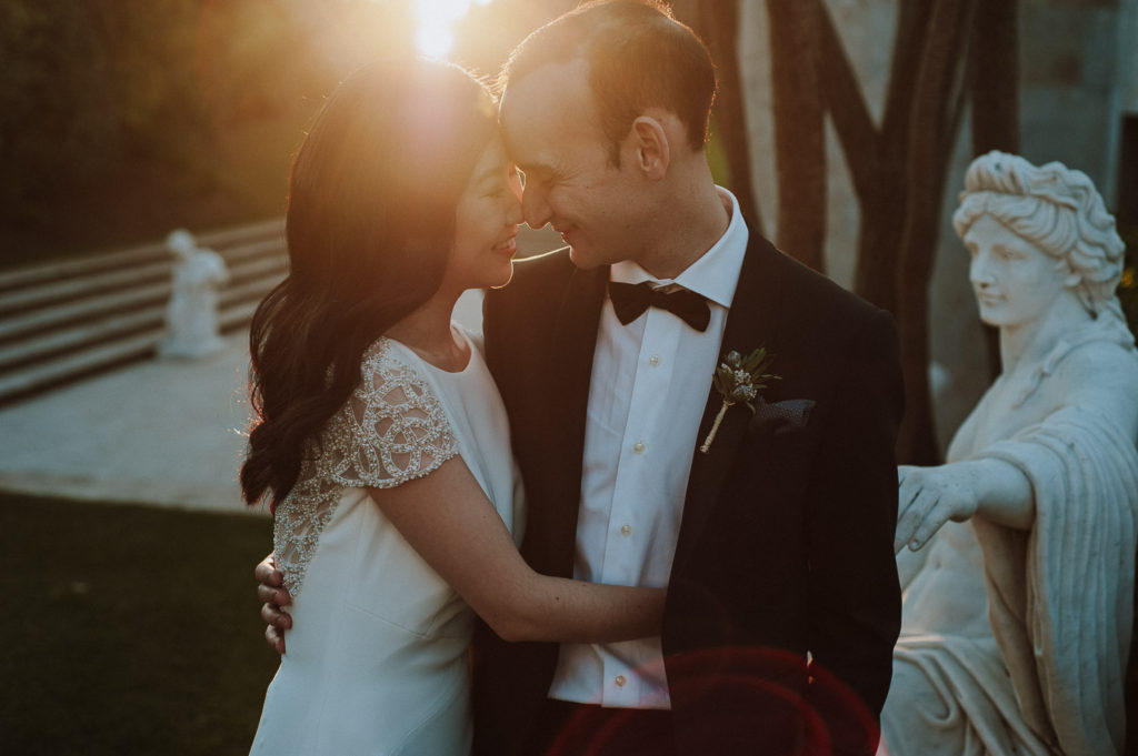 destination wedding cascais - couple's portrait at sunset