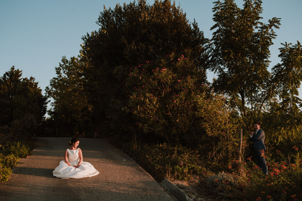 bride sitting down casa de reguengos wedding photographer